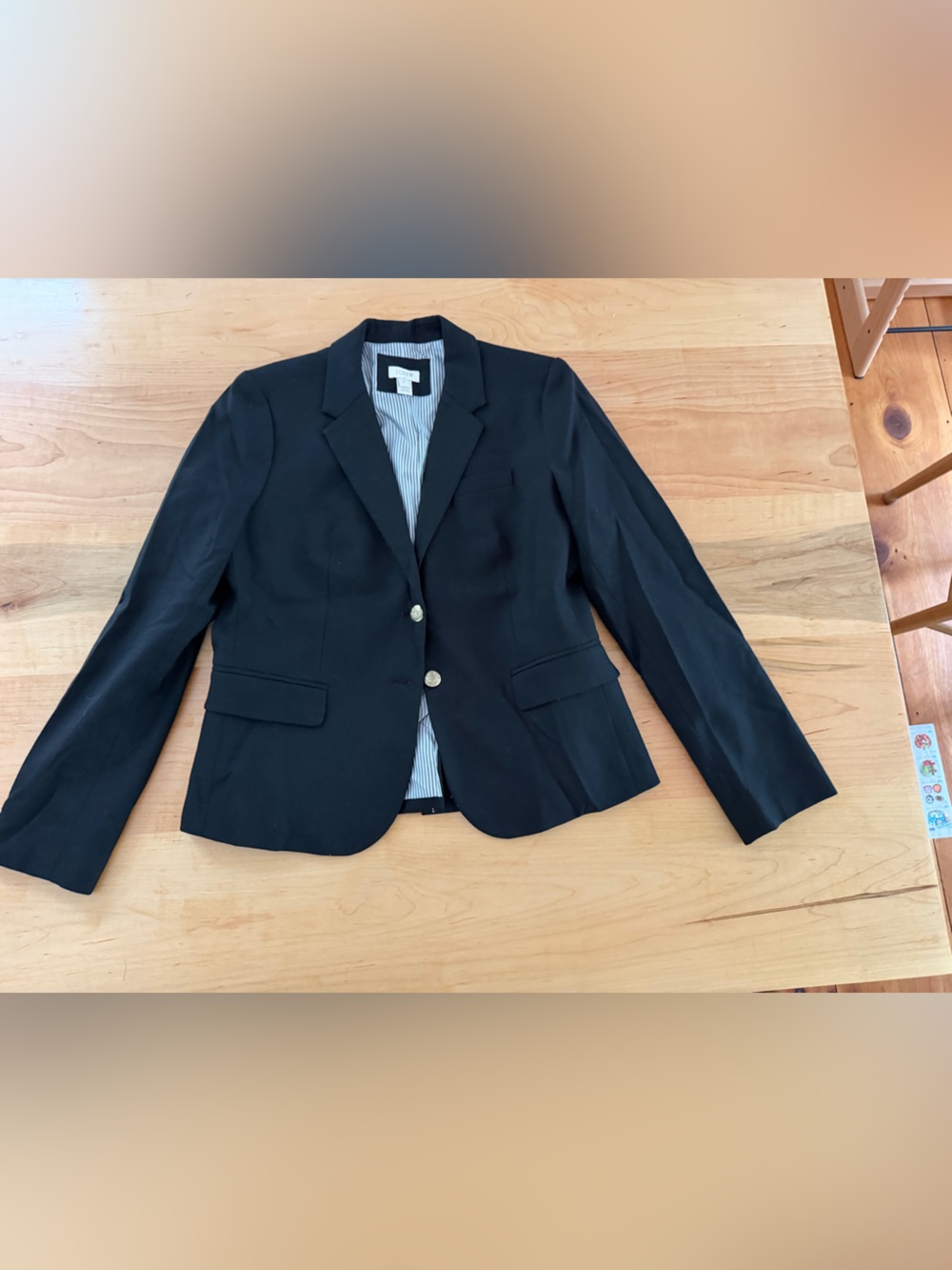 J. Crew Black Two-Button Men's Blazer with Gold Buttons